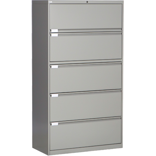 Lateral Filing Cabinet, Steel, 5 Drawers, 36" W x 18" D x 65-1/2" H, Grey Advanced Consulting and Training Ltd.