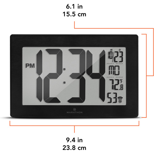 Horloge murale &agrave; r&eacute;glage et ajustement automatiques avec support, Num&eacute;rique, &agrave; piles, Noir Advanced Consulting and Training Ltd.