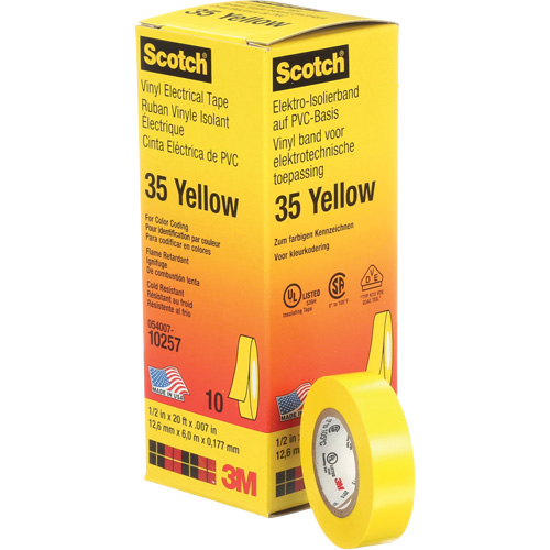 Scotch&reg; 35 Colour Coded Tape, 12.7 mm (1/2") x 6.1 m (20'), Yellow, 7 mils Advanced Consulting and Training Ltd.