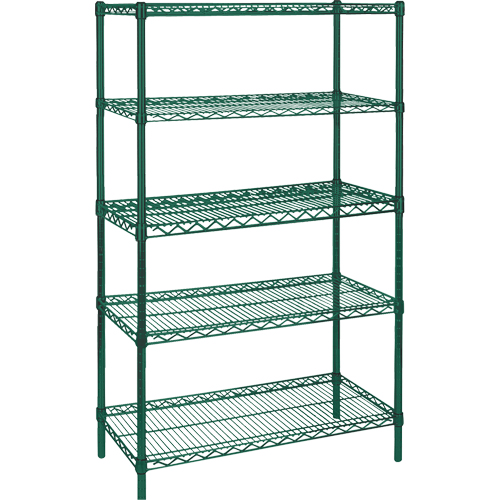Heavy-Duty Green Epoxy Finish Wire Shelving, 5 Tiers, 30" W x 74" H x 14" D Advanced Consulting and Training Ltd.