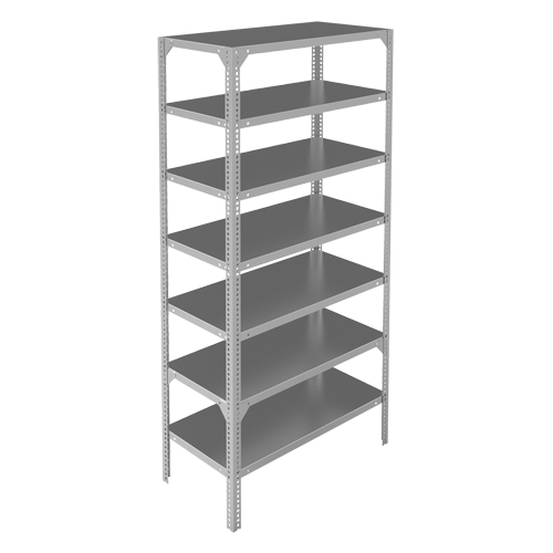 Shelving Unit, Galvanized Steel, Slotted Angle, 275 lbs. Capacity, 48" W x 84" H x 18" D Advanced Consulting and Training Ltd.