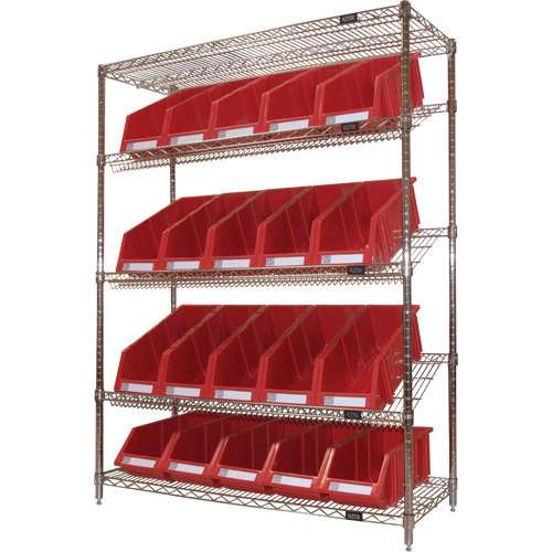 &eacute;tag&egrave;re en treillis m&eacute;tallique &agrave; tablettes inclin&eacute;es avec bacs, Tiers 5, 48" la x 63" h x 18" p Advanced Consulting and Training Ltd.