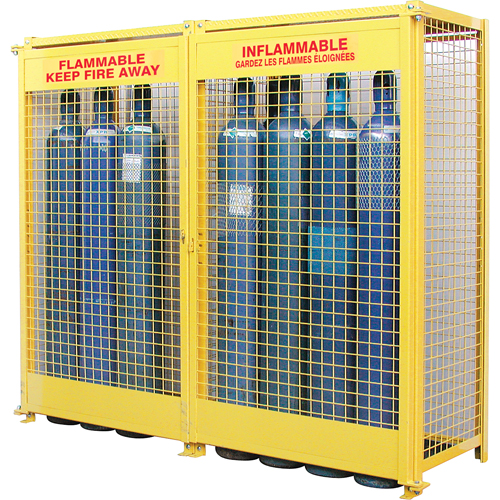 Gas Cylinder Cabinets, 20 Cylinder Capacity, 88" W x 30" D x 74" H, Yellow Advanced Consulting and Training Ltd.