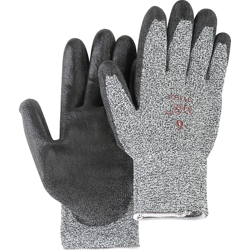 Gants de tricot poivre & sel avec rev&ecirc;tement de paume noir, Taille Petit/7, Rev&ecirc;tement Polyur&eacute;thane, Enveloppe en PEHP, ANSI/ISEA 105 niveau 2 Advanced Consulting and Training Ltd.