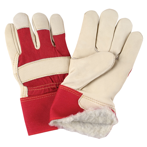 Red & White Premium Winter-Lined Fitters Gloves, Large, Grain Cowhide Palm, Boa Inner Lining Advanced Consulting and Training Ltd.