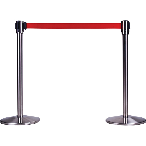 Poteau r&eacute;cepteur pour barri&egrave;res sur pieds pour le contr&ocirc;le des foules, Hauteur de 35", Acier inoxydable Advanced Consulting and Training Ltd.