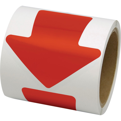 D&eacute;calcomanie en couleur pour le marquage des planchers, Fl&egrave;che, 4" lo x 4" la, Rouge, Vinyle Advanced Consulting and Training Ltd.