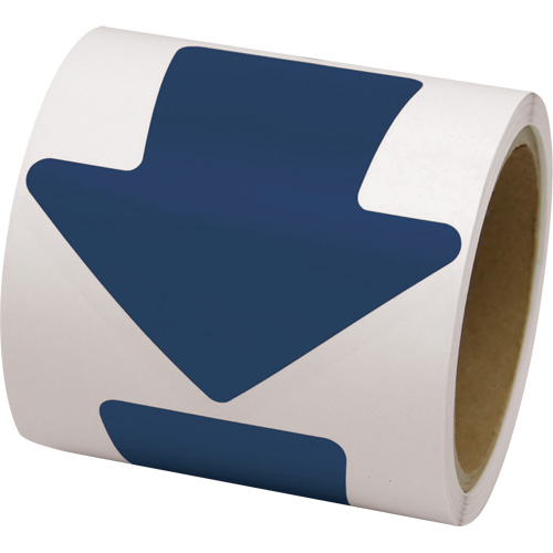D&eacute;calcomanie en couleur pour le marquage des planchers, Fl&egrave;che, 4" lo x 4" la, Bleu, Vinyle Advanced Consulting and Training Ltd.