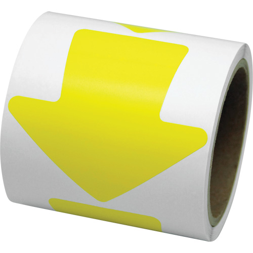 D&eacute;calcomanie en couleur pour le marquage des planchers, Fl&egrave;che, 4" lo x 4" la, Jaune, Vinyle Advanced Consulting and Training Ltd.