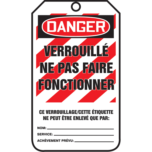 &eacute;tiquettes de verrouillage, Plastique, 3-3/8" la x 5-7/8" h, Français Advanced Consulting and Training Ltd.