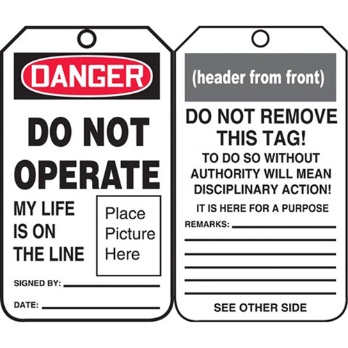 Safety Tags, Plastic, 3-3/8" W x 5-3/4" H, English Advanced Consulting and Training Ltd.