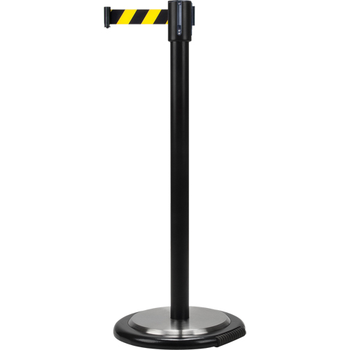 Barri&egrave;res sur pieds pour le contr&ocirc;le des foules, Acier, 35" h, Ruban Noir/Jaune, Longueur du ruban 7' Advanced Consulting and Training Ltd.