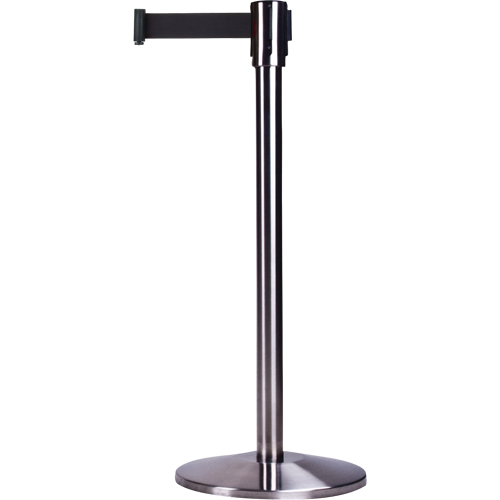 Free-Standing Crowd Control Barrier, Steel, 35" H, Black Tape, 12' Tape Length Advanced Consulting and Training Ltd.