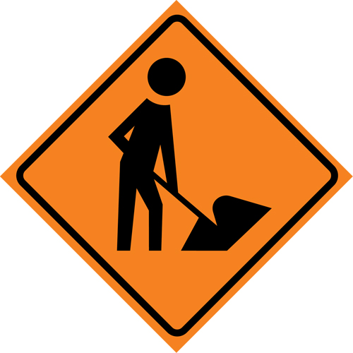 Men at Work Roll-Up Traffic Sign, 29-1/2" x 29-1/2", Vinyl, Pictogram Advanced Consulting and Training Ltd.