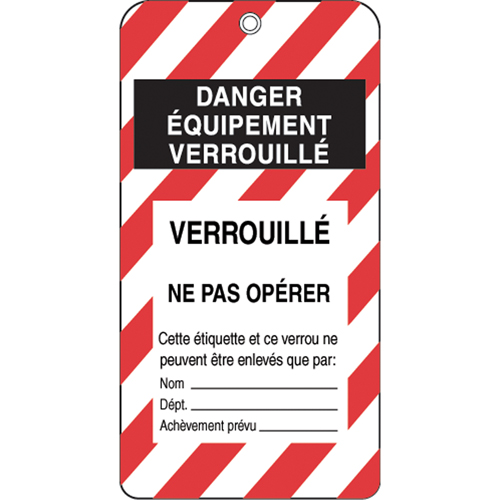 &eacute;tiquettes de verrouillage, Plastique, 3" la x 5-3/4" h, Français Advanced Consulting and Training Ltd.