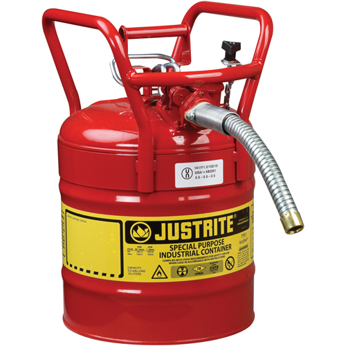 D.O.T. AccuFlow Safety Cans, Type II, Steel, 5 US gal., Red, FM Approved Advanced Consulting and Training Ltd.