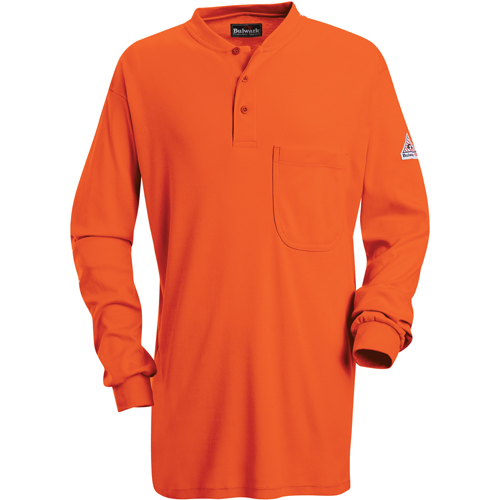 Chemises Henley sans &eacute;tiquette &agrave; manches longues r&eacute;sistantes aux flammes, Petit, Orange Advanced Consulting and Training Ltd.