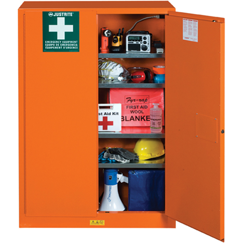 Armoires de rangement pour pr&eacute;paration aux situations d'urgence, Acier, 4 Tablettes, 65" h x 43" la x 18" P, Orange Advanced Consulting and Training Ltd.