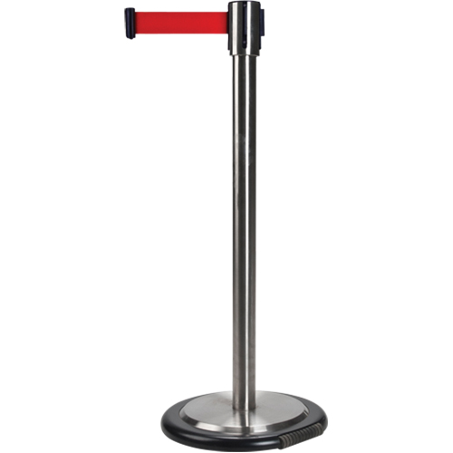 Free-Standing Crowd Control Barrier, Steel, 35" H, Red Tape, 12' Tape Length Advanced Consulting and Training Ltd.
