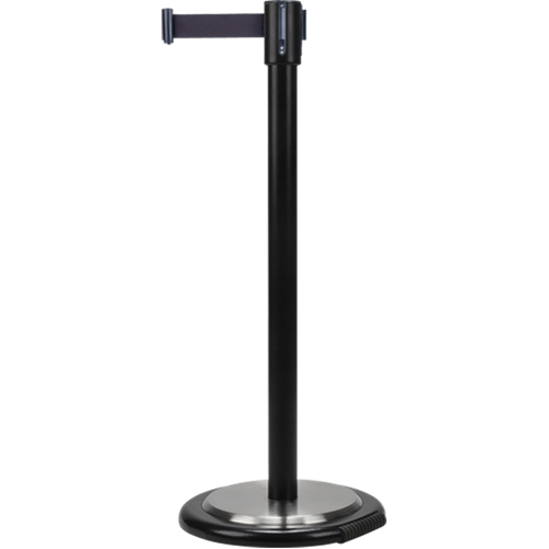 Free-Standing Crowd Control Barrier, Steel, 35" H, Black Tape, 12' Tape Length Advanced Consulting and Training Ltd.