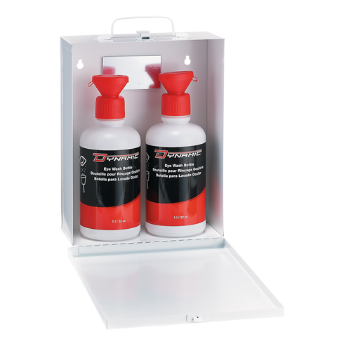 Dynamic Eyewash Station with Empty Bottles, Double Advanced Consulting and Training Ltd.