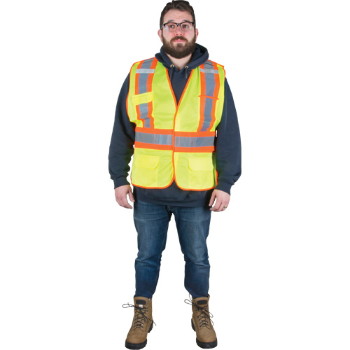 Veste d'arpenteur r&eacute;sistante aux flammes, Jaune lime haute visibilit&eacute;, Grand, Polyester Advanced Consulting and Training Ltd.