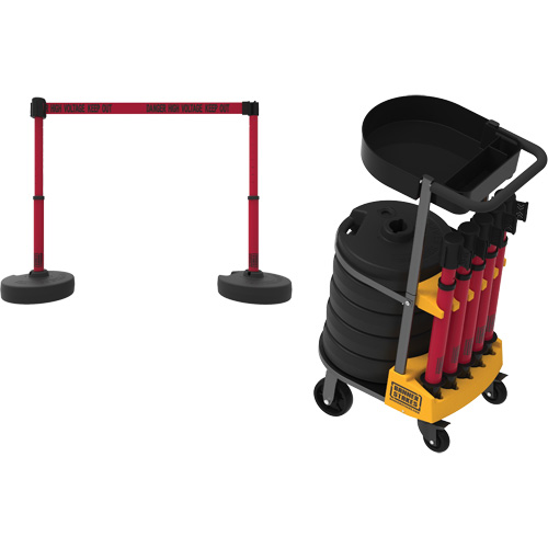 PLUS Barrier Post Cart Kit with Tray, 75' L, Metal, Yellow Advanced Consulting and Training Ltd.