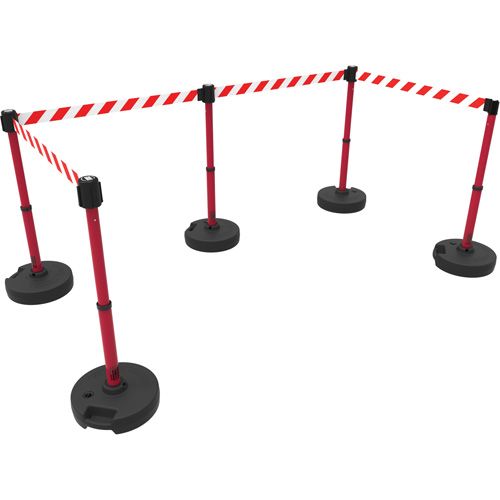 PLUS Barrier Post Set X5, Plastic, 42" H, Red Tape, 15' Tape Length Advanced Consulting and Training Ltd.