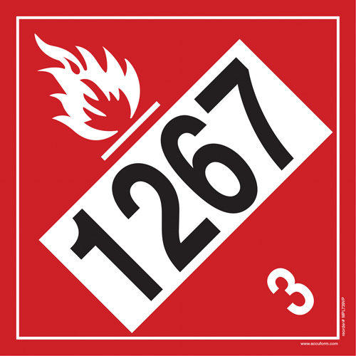 Plaque-&eacute;tiquette TMD 1267 pour liquide inflammable p&eacute;trole brut, Vinyle adh&eacute;sif Advanced Consulting and Training Ltd.