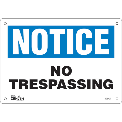Enseigne No Trespassing, 7" x 10", Aluminium, Anglais Advanced Consulting and Training Ltd.