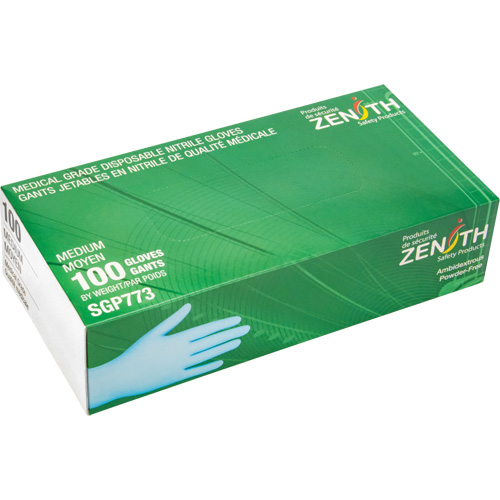 Gants jetables de calibre m&eacute;dical r&eacute;sistants &agrave; la perforation, Moyen, Nitrile, 4,5 mils, Sans poudre, Bleu, Classe 2 Advanced Consulting and Training Ltd.