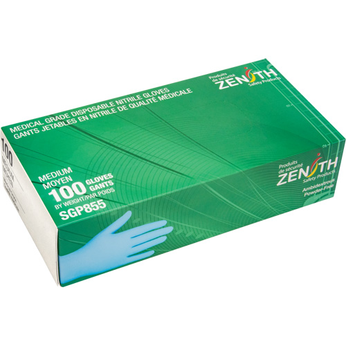 Gants jetables de calibre m&eacute;dical r&eacute;sistants &agrave; la perforation, Moyen, Nitrile, 3,5 mils, Sans poudre, Bleu, Classe 2 Advanced Consulting and Training Ltd.