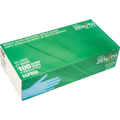 Gants jetables de calibre m&eacute;dical r&eacute;sistants &agrave; la perforation, 2T-Grand, Nitrile, 3,5 mils, Sans poudre, Bleu, Classe 2 Advanced Consulting and Training Ltd.