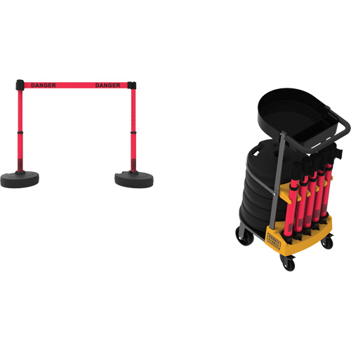 Syst&egrave;me de barri&egrave;re &agrave; chariot portatif avec plateau Plus, 75' lo, M&eacute;tal/Plastique, Rouge Advanced Consulting and Training Ltd.