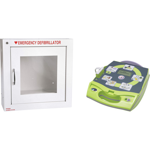 D&eacute;fibrillateur enti&egrave;rement automatis&eacute; AED Plus en anglais avec armoire murale munie d'une alarme, Automatique, Anglais, Classe 4 Advanced Consulting and Training Ltd.