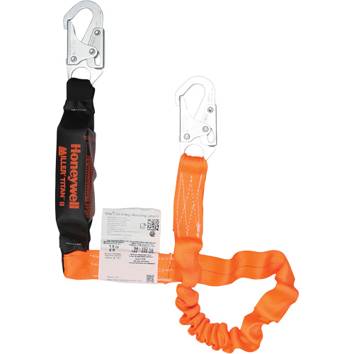 Titan Energy-Absorbing Lanyard, 6', Locking Snap Hook Center, Locking Snap Hook Leg Ends, Polyester Advanced Consulting and Training Ltd.