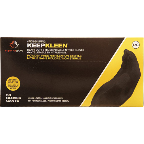 KeepKleen&reg; Disposable Gloves, Large, Nitrile, 8-mil, Powder-Free, Black Advanced Consulting and Training Ltd.