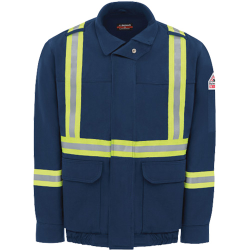 Men's Lined Bomber Jacket with Reflective Trim, Small, Navy Blue, 29 cal/cm² Advanced Consulting and Training Ltd.