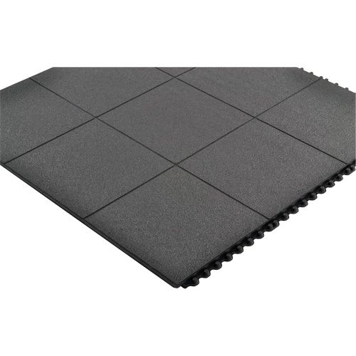 Cushion-Ease&reg; Interlocking Anti-Fatigue Mat, Pebbled, 3' x 3' x 3/4", Black, Natural Rubber Advanced Consulting and Training Ltd.