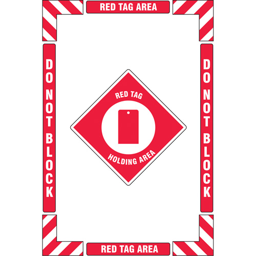 Trousse de marquage du sol ?Red Tag Holding Area? (zone de stockage des &eacute;tiquettes rouges), Adh&eacute;sif, Anglais avec pictogramme Advanced Consulting and Training Ltd.