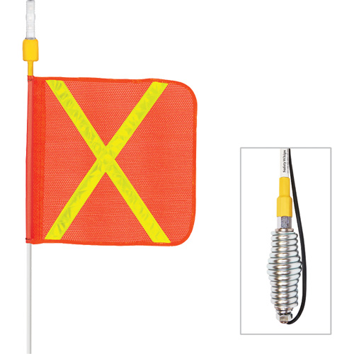 Tiges de s&eacute;curit&eacute; tout-temps de s&eacute;rie lourde avec lumi&egrave;re DEL constante Safety Whip, Fixation Ressort, Hauteur 12', Orange avec X r&eacute;fl&eacute;chissant Advanced Consulting and Training Ltd.