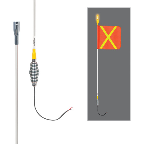Tiges de s&eacute;curit&eacute; tout-temps de s&eacute;rie lourde avec lumi&egrave;re DEL constante Safety Whip, Fixation Ressort, Hauteur 3', Orange avec X r&eacute;fl&eacute;chissant Advanced Consulting and Training Ltd.
