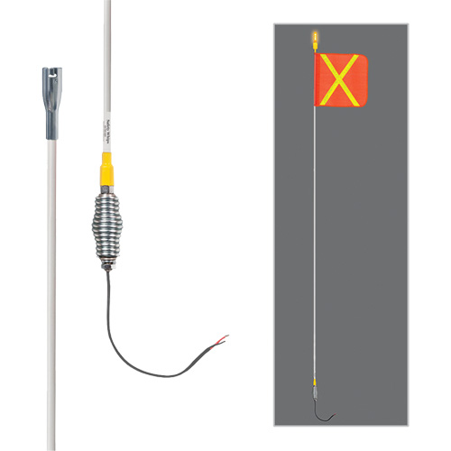 Tiges de s&eacute;curit&eacute; tout-temps de s&eacute;rie lourde avec lumi&egrave;re DEL constante Safety Whip, Fixation Ressort, Hauteur 12', Orange avec X r&eacute;fl&eacute;chissant Advanced Consulting and Training Ltd.