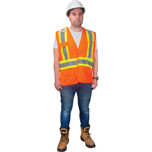 Veste d'arpenteur haute visibilit&eacute; conforme &agrave; la CSA, Orange haute visibilit&eacute;, Moyen, Polyester Advanced Consulting and Training Ltd.