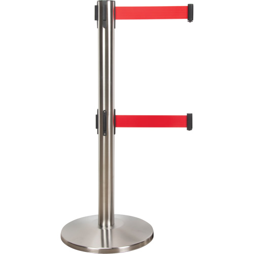 Barri&egrave;re pour le contr&ocirc;le des foules &agrave; courroie double, Acier, 35" h, Ruban Rouge, Longueur du ruban 7' Advanced Consulting and Training Ltd.