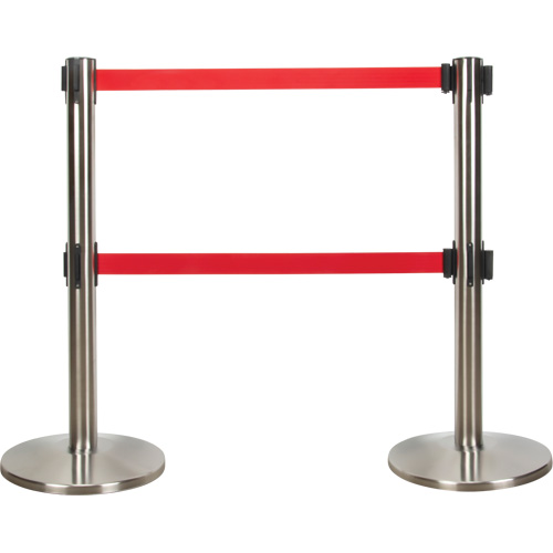 Barri&egrave;re pour le contr&ocirc;le des foules &agrave; courroie double, Acier, 35" h, Ruban Rouge, Longueur du ruban 7' Advanced Consulting and Training Ltd.