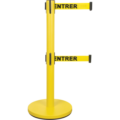 Barri&egrave;re pour le contr&ocirc;le des foules &agrave; courroie double, Acier, 35" h, Ruban Jaune, Longueur du ruban 7' Advanced Consulting and Training Ltd.