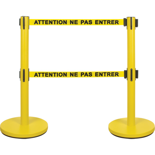 Barri&egrave;re pour le contr&ocirc;le des foules &agrave; courroie double, Acier, 35" h, Ruban Jaune, Longueur du ruban 7' Advanced Consulting and Training Ltd.