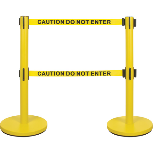 Barri&egrave;re pour le contr&ocirc;le des foules &agrave; courroie double, Acier, 35" h, Ruban Jaune, Longueur du ruban 7' Advanced Consulting and Training Ltd.