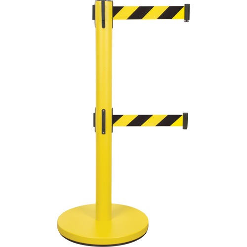 Dual Belt Crowd Control Barrier, Steel, 35" H, Black/Yellow Tape, 7' Tape Length Advanced Consulting and Training Ltd.